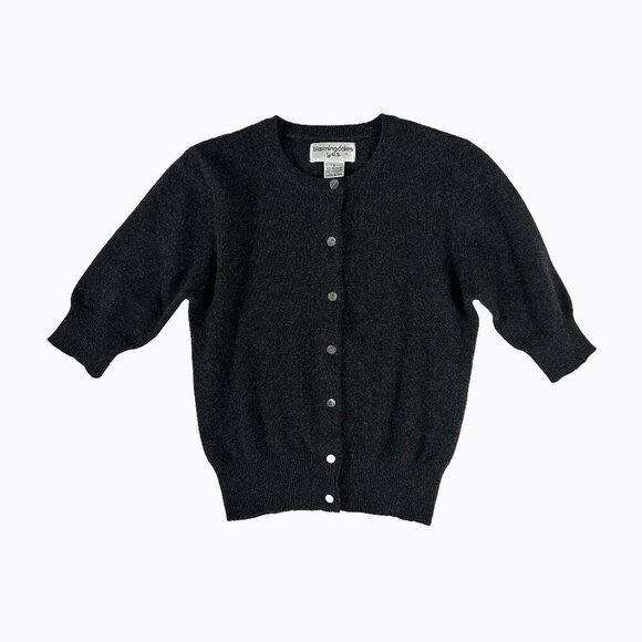 Bloomingdale's Sweaters - Bloomingdales Dark Gray Short Sleeve Button Cardigan Cashmere Academia Sweater S